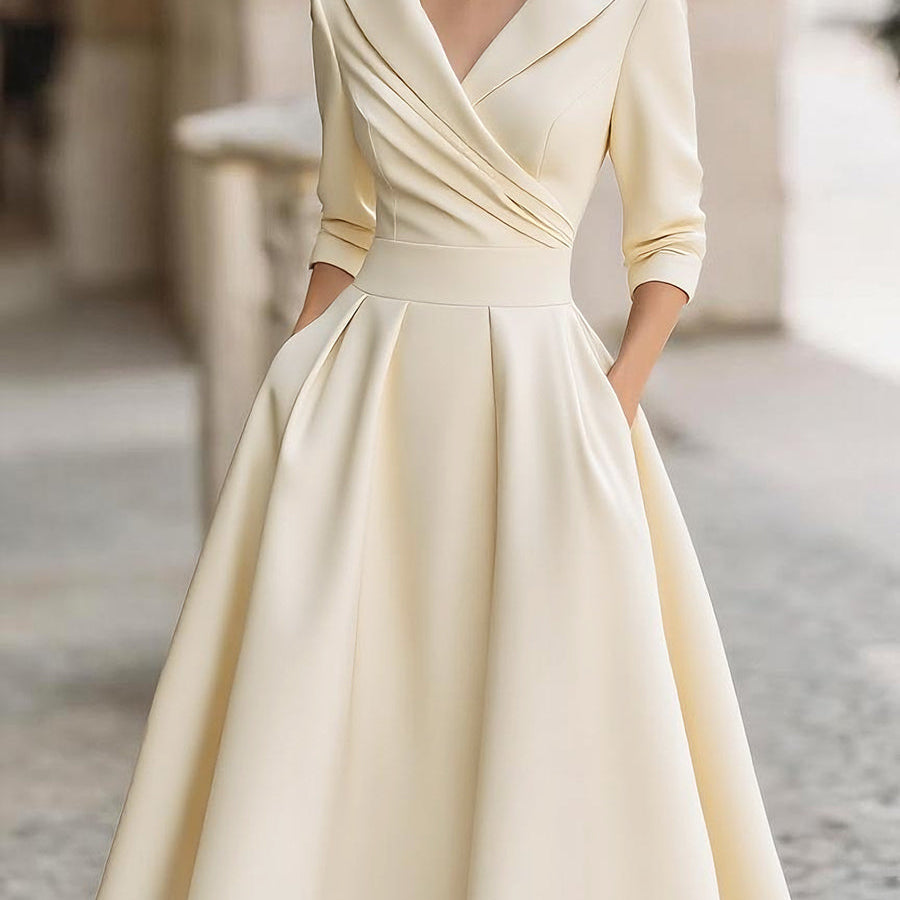 Laura - Elegantna midi haljina s dugim rukavima
