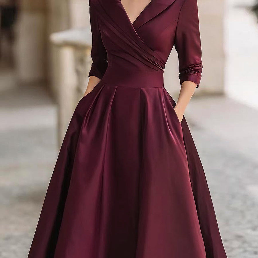 Laura - Elegantna midi haljina s dugim rukavima
