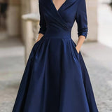 Laura - Elegantna midi haljina s dugim rukavima