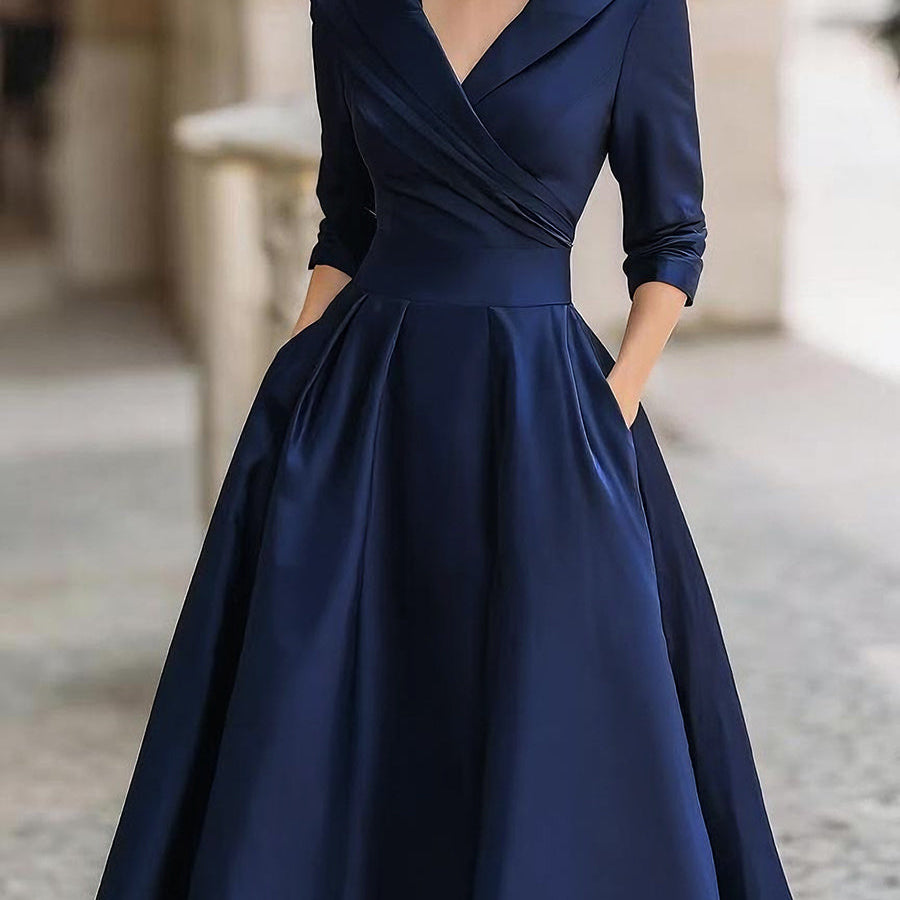 Laura - Elegantna midi haljina s dugim rukavima