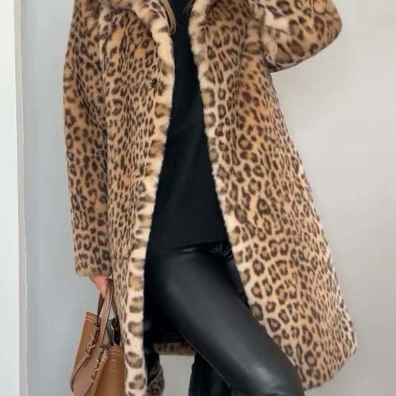 LEIA - Dugi i Mekani Sako s Leopard Uzorkom