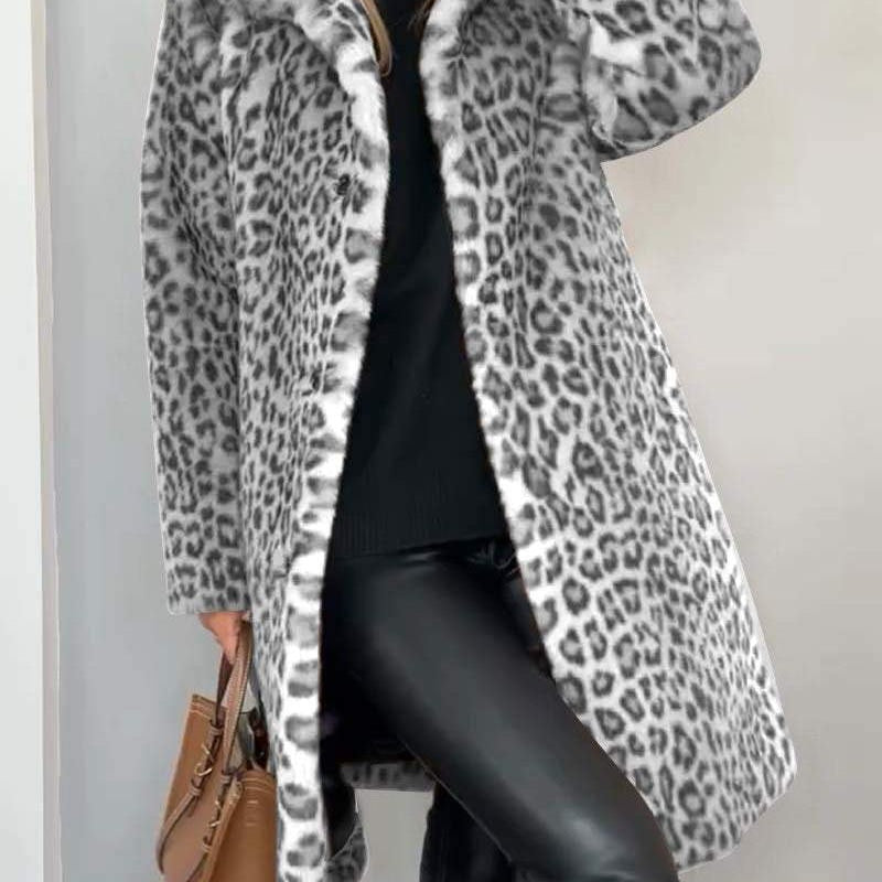 LEIA - Dugi i Mekani Sako s Leopard Uzorkom