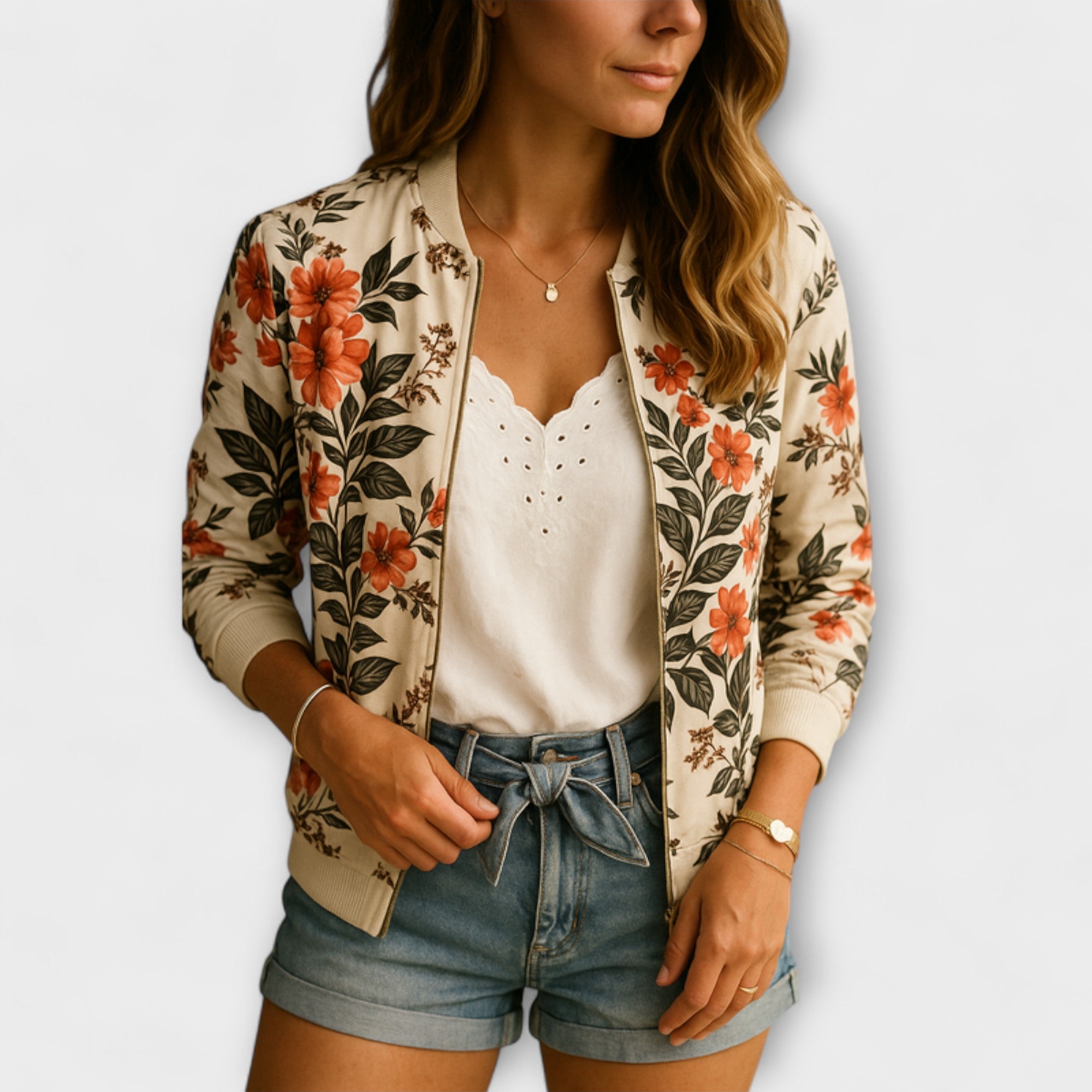 Andreia - Elegantna bomber jakna s cvjetnim uzorkom