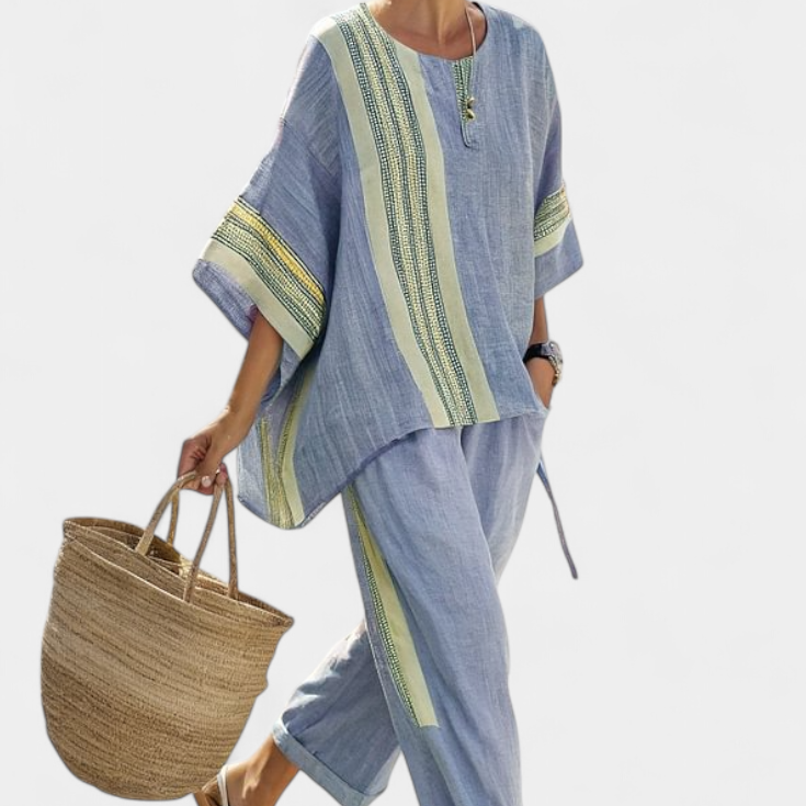 Lorena | Boho Komplet od Lna i Bambusa, Elegantna Lavanda