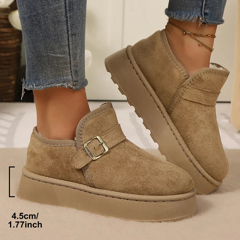 Aurora | Platformske čizme od umjetne nubuk kože s toplom podstavom i protukliznom potplatom