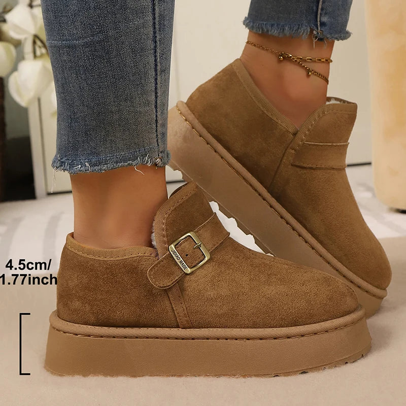 Aurora | Platformske čizme od umjetne nubuk kože s toplom podstavom i protukliznom potplatom