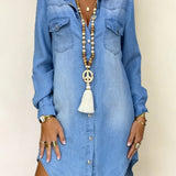 Donna | Casual Elegant Denim Shirt Dress